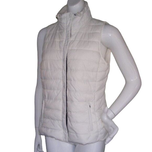 CALVIN KLEIN Puffer Vest, M, Winter White, Sherpa collar, Zipper front/flap - Picture 3 of 12